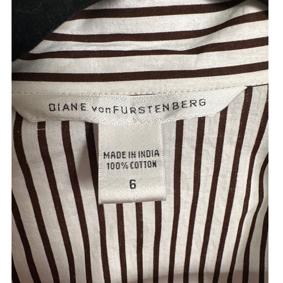 Diane Von Furstenberg Striped Wrap Dress 100% Cotton Size 6 - Picture 3 of 7